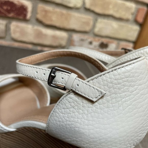 brooks brothers ivory leather wedge platform sandals nib 8.5 - Picture 10 of 11